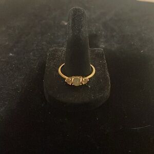 Ring 8.75 3 Stone Ethiopian Opals Gold Plated Over 925 Silver